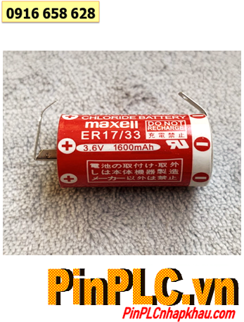 Maxell ER17/33, Pin Maxell ER17/33 (chân thép) lithium 3.6v 2/3A chính hãng, Xuất xứ NHẬT 